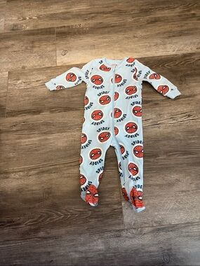Marvel Kids Light Blue Spidey Print One-Piece Pajamas